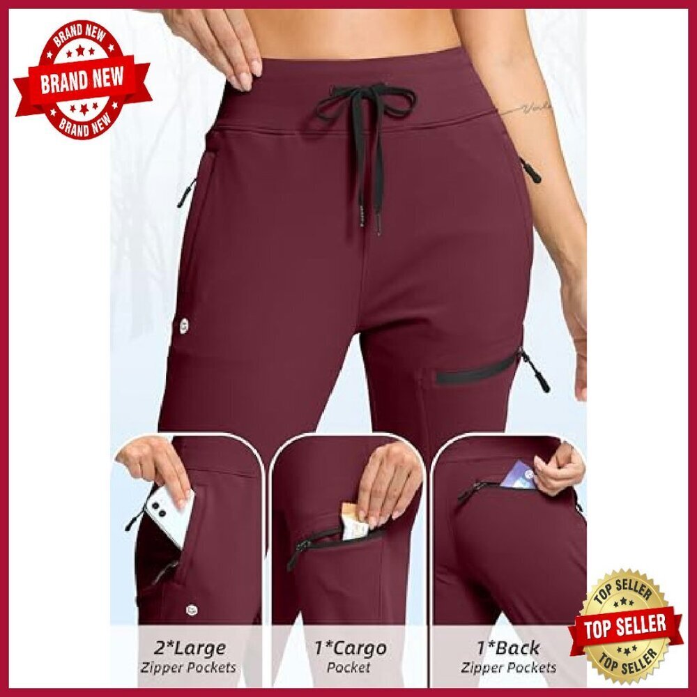 Fleece Lined Joggers High Waist Water Resistant 4 Pocket Active Pants - Picture 6 of 7